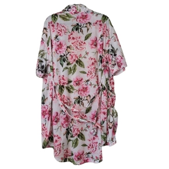 Show Me Your MuMu Short Robe Bri Floral Garden of Blooms White & Pink Kimono - Picture 3 of 9
